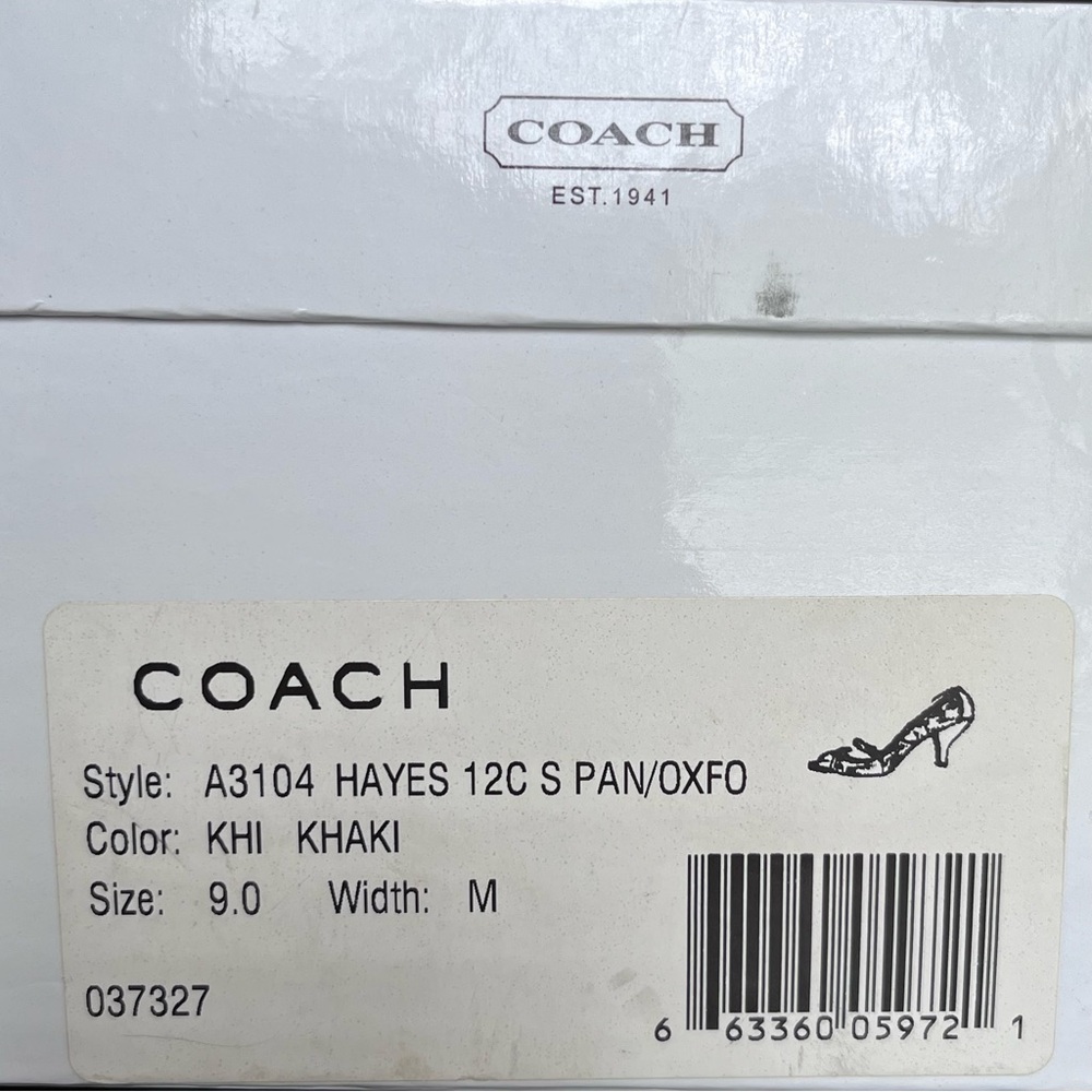 NIB Coach Hayes Khaki Signature Canvas/Gold Leather Peep Toe Heels Sz 9 - Picture 11 of 12